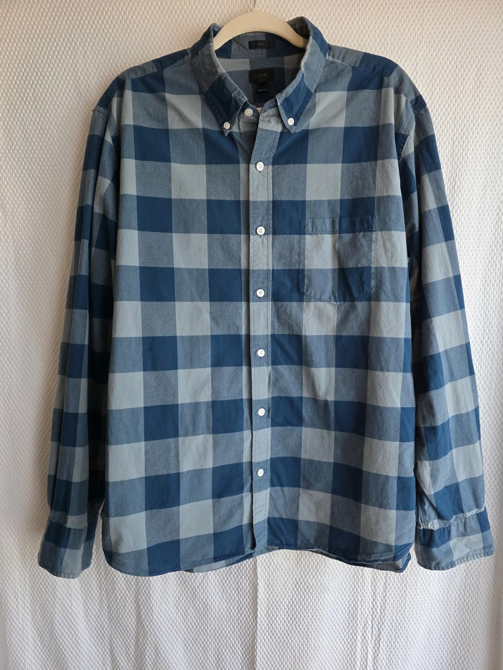 J. Crew Men's Blue Large Check Button-Down Shirt Size XL